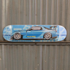 Blue FD3S RX-7 Skate Deck on Blue Background