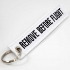 Remove Before Flight Keychain - White