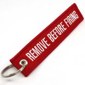 Remove Before Firing Keychain - Red/White