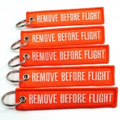 Remove Before Flight Keychain - Neon Orange/White 5pcs