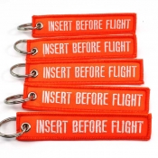 Remove Before Flight Keychain - Neon Orange/White 5pcs